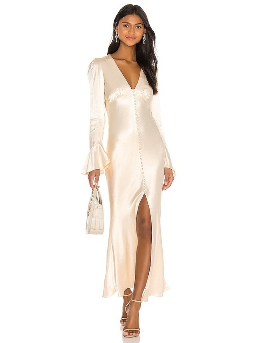 Shona Joy La Lune Frill Cuff Bias Midi Dress Size AU 8 | US 4